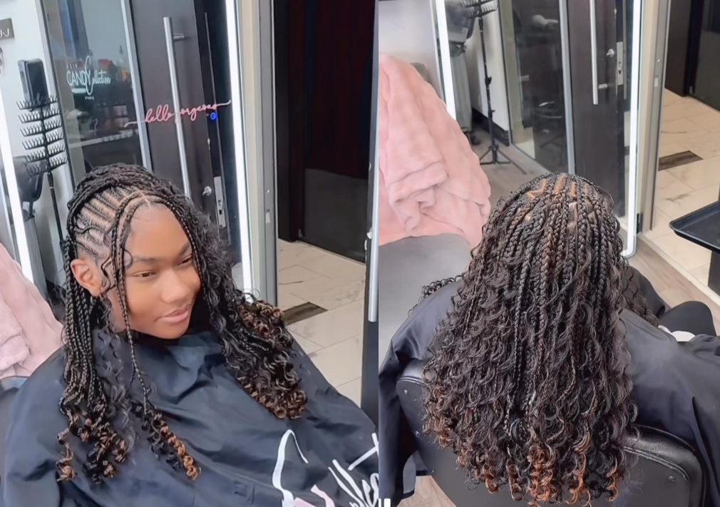 Medium Knotless / crazy feed in braids boho 