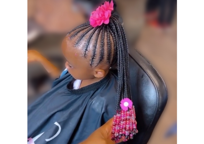 Kids Smedium French ponytail Braids (Hair added for length at the ends)