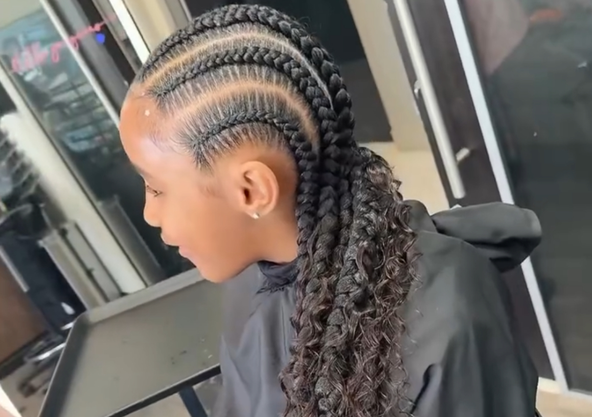 Kids large feed ins with boho (5-6 braids)