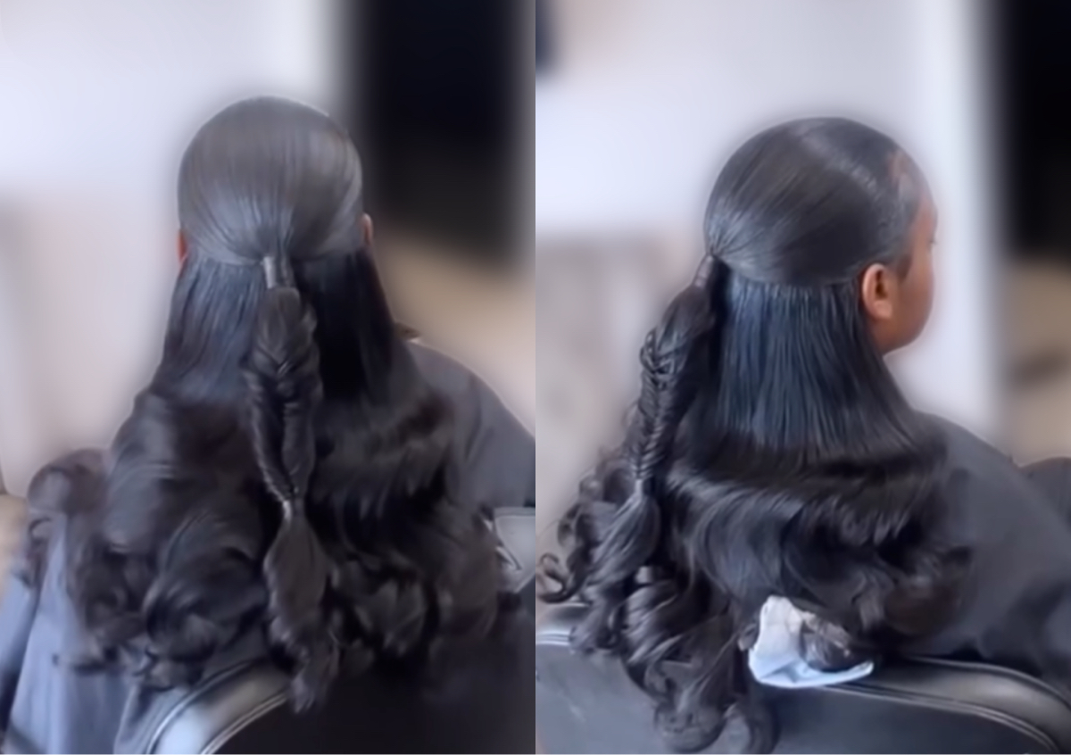 Kids quick weave (half up half down) 