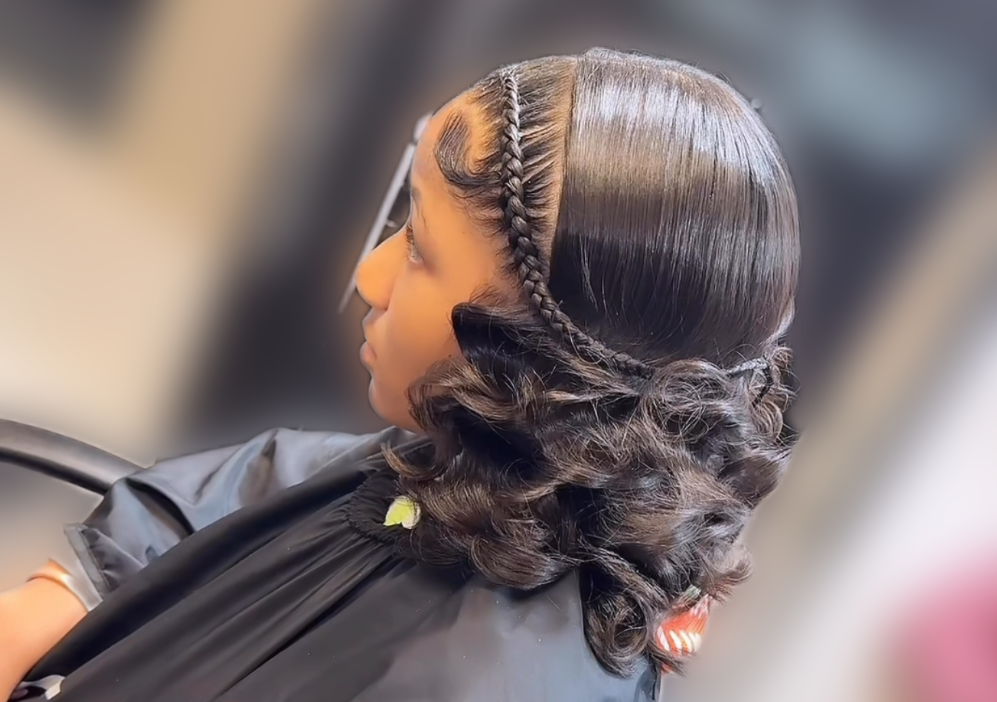 Kids press style with feed ins (Own hair)