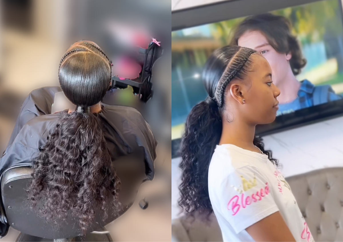 Kids weave ponytail with feed Ins