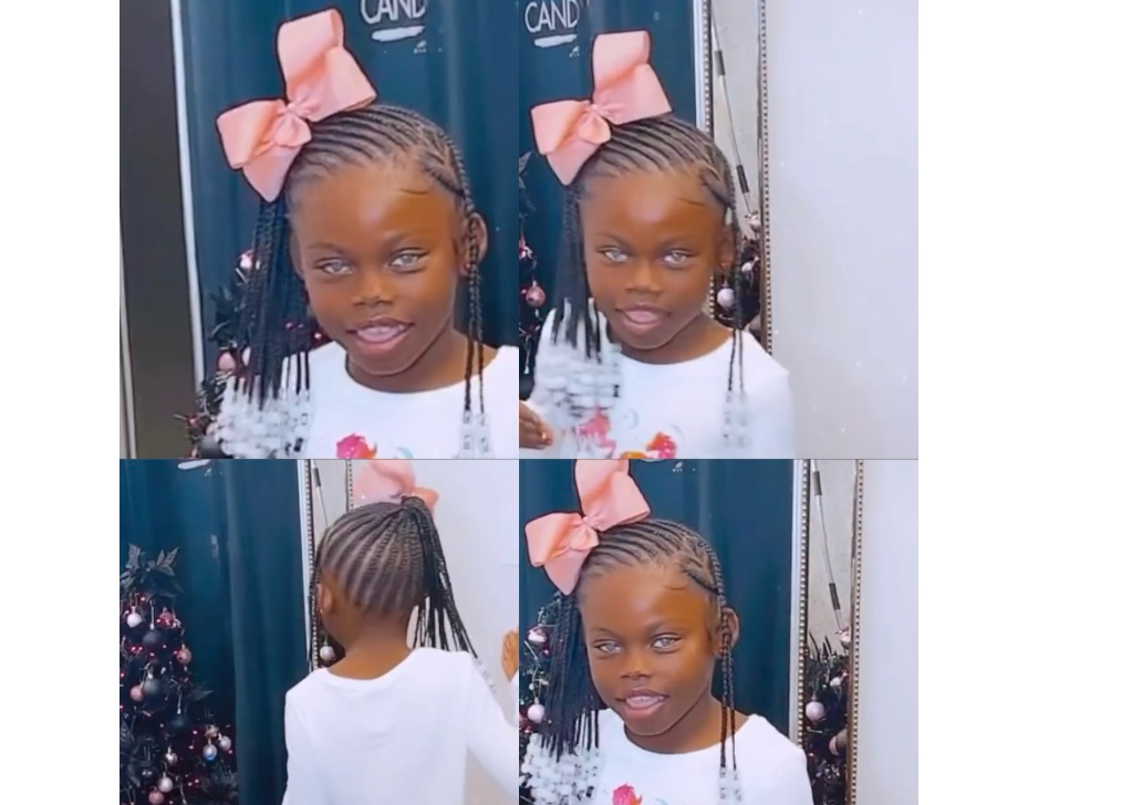 One Ponytail Small french braids (hair added feed in with design)