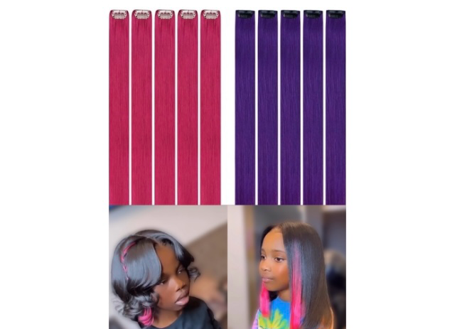 Kids Pink human hair clip ins