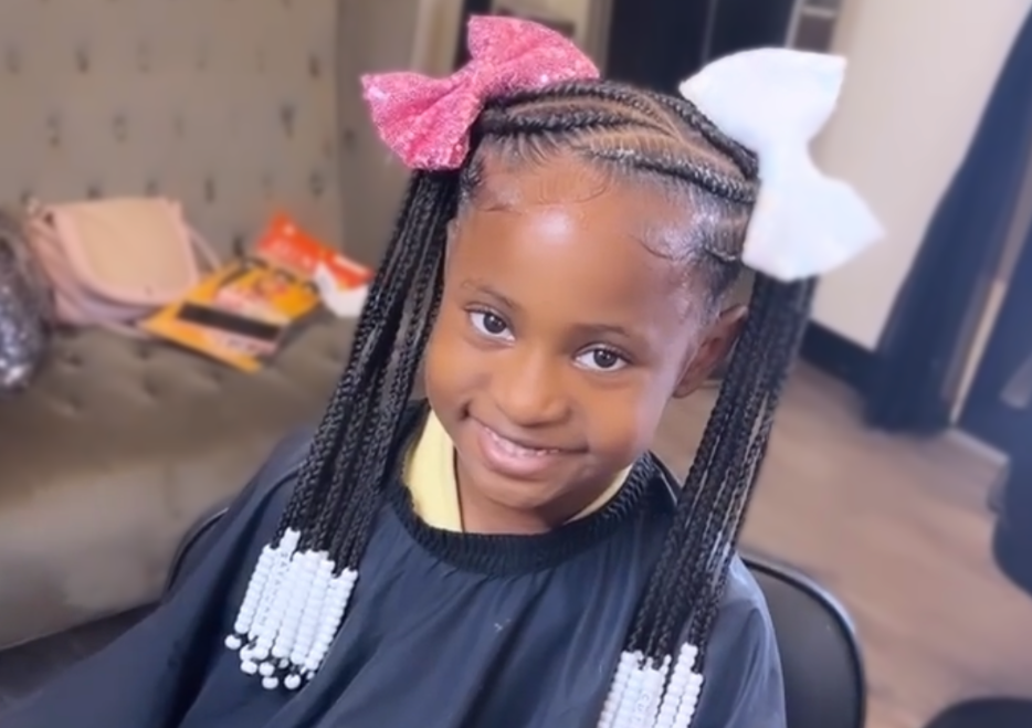 Two Ponytails Large Feed Ins hair added