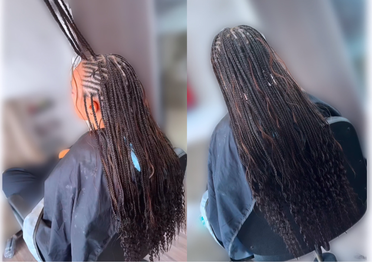 Flip over Feed in Knotless braids 