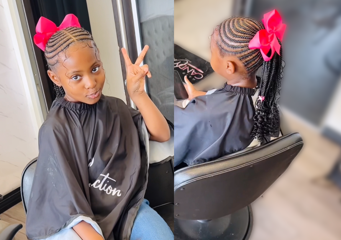 Kids Smedium French braids one ponytail with Boho