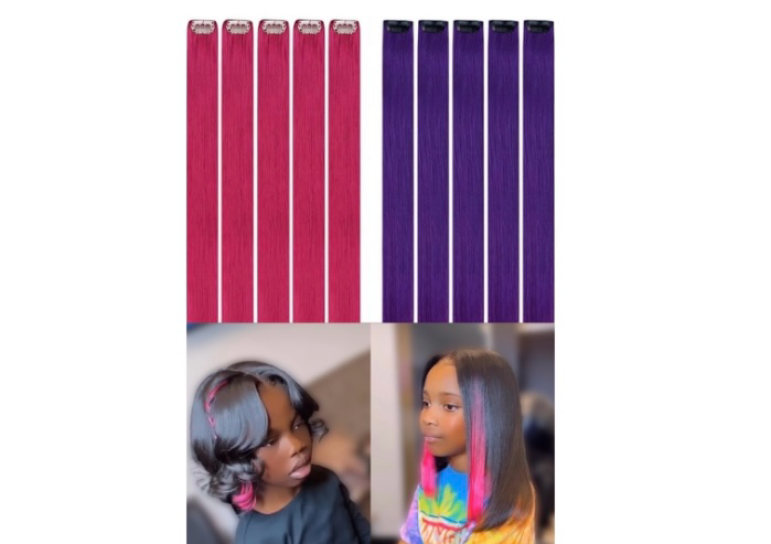Kids purple human hair clip ins 