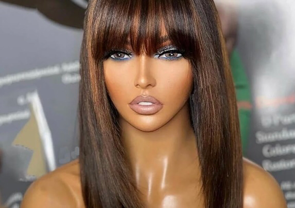 Highlighted bob with bangs