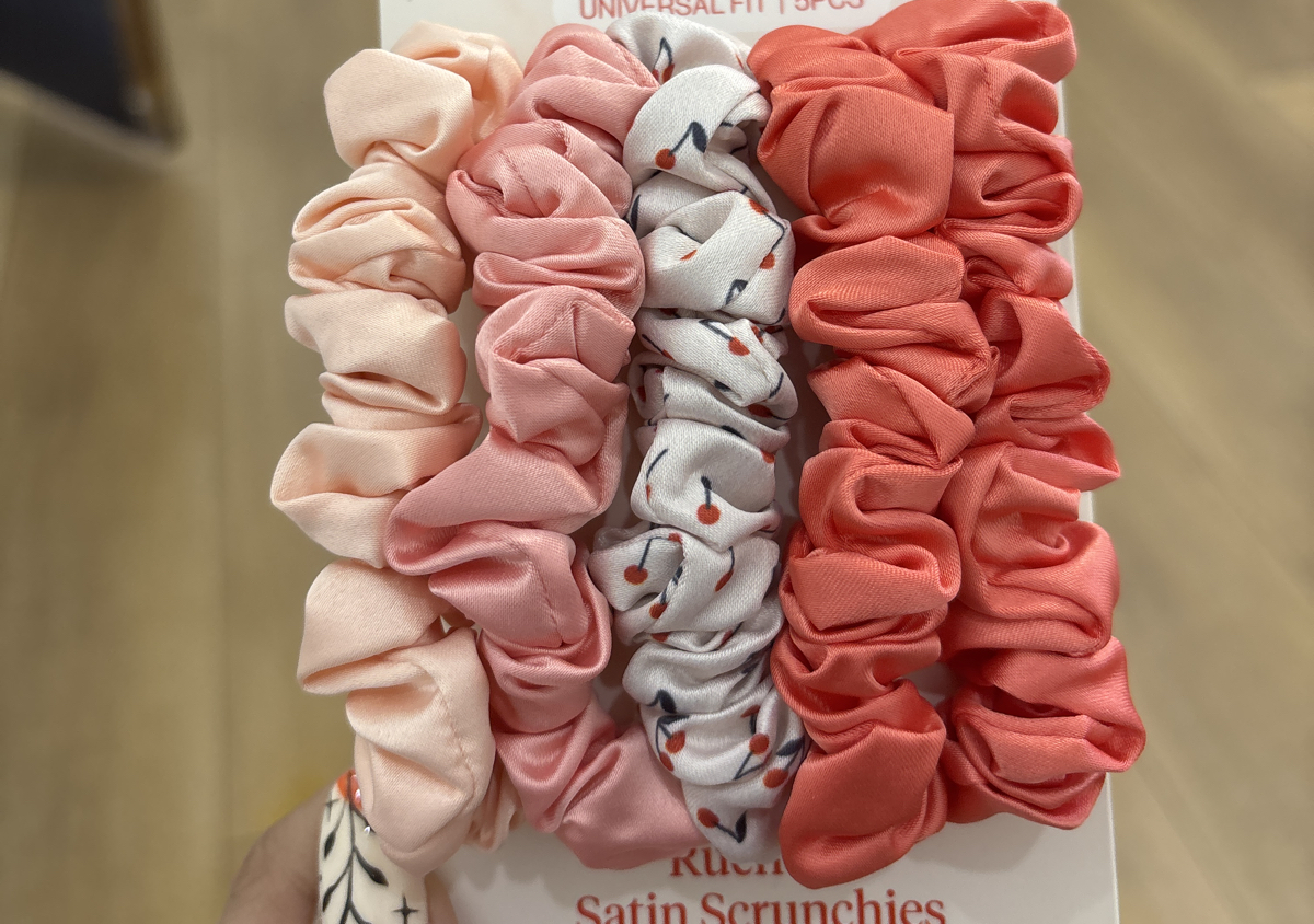 Petite Satin Scrunchies - Cherry Blossom