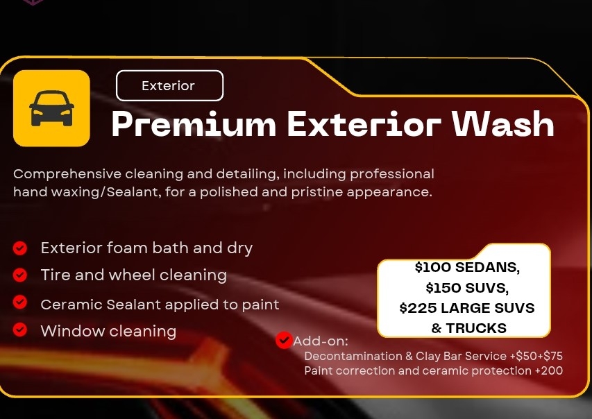 Premium Exterior Wash Large SUV's & Trucks
