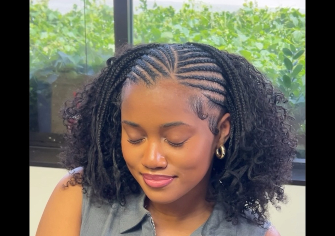 Half Braided /Braid Down in the back 