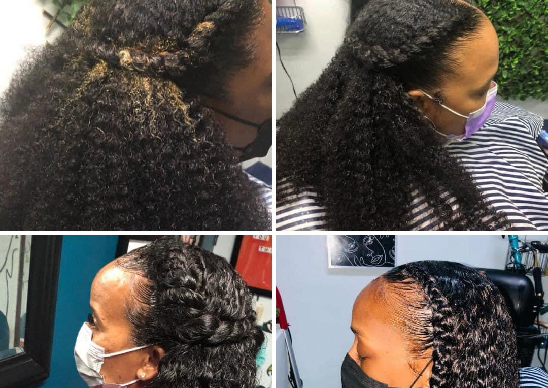 Kinky Curly Versatile / Traditional Sewin ( Middle Or Side Part) Hair Can Be Placed In High Ponytail.