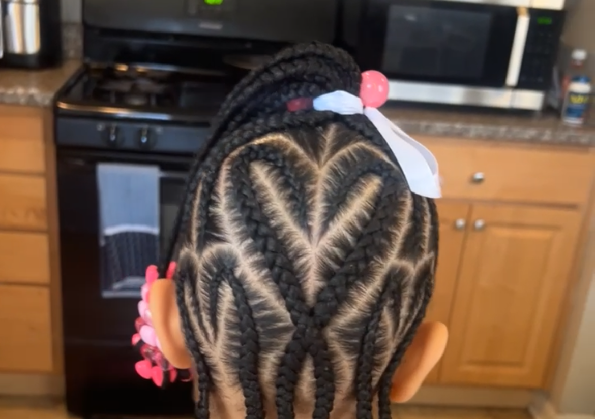 kids 1-10 natural braid styles (25 braids max, added hair)
