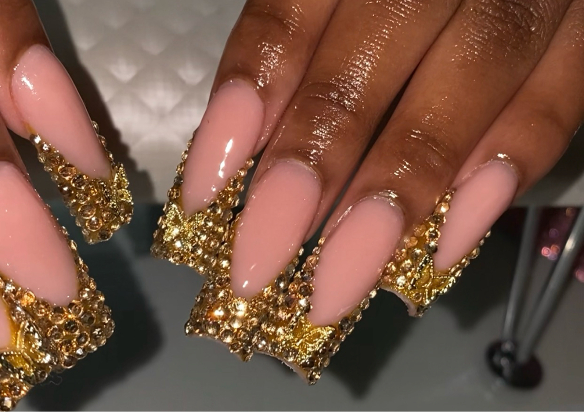 Long All Rhinestone Frenchies