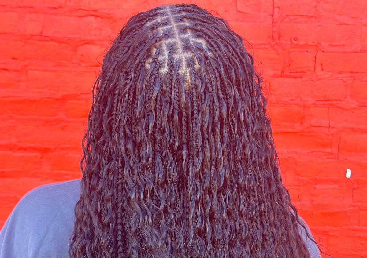 Small knotless Boho braids waist length 