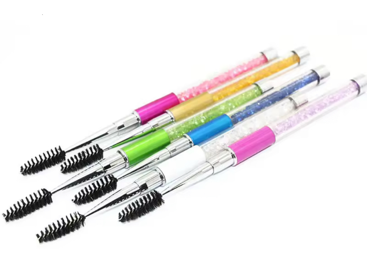 Eyelash/eyeybrow spoolie withcrystal handle and  cap