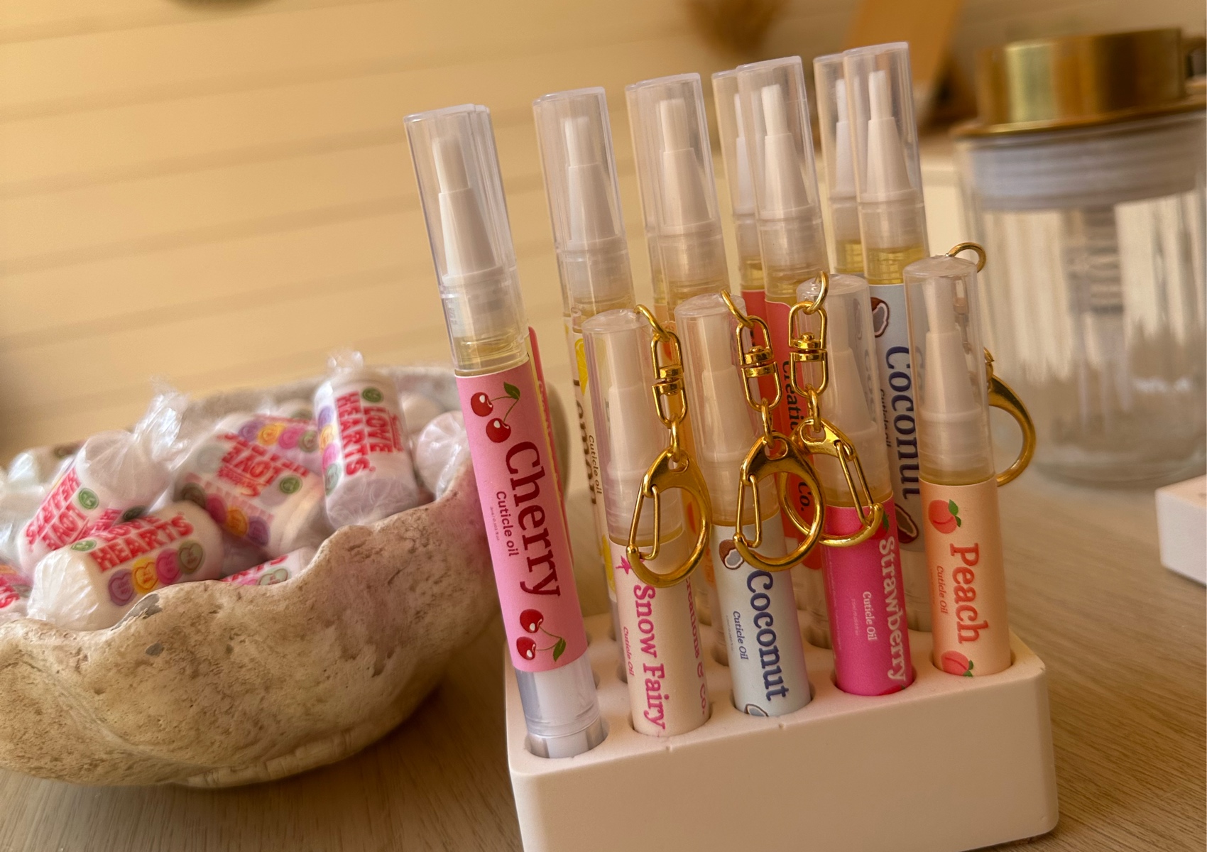 Cuticle oil key ring