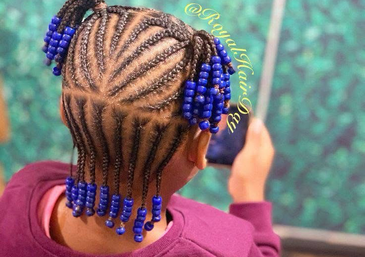 Kids Braids With Box Braids  (or natural hair)