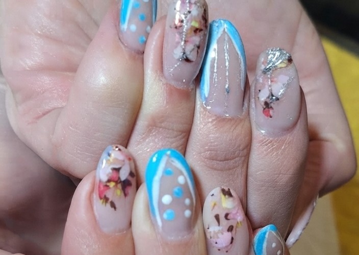 Sculpture nails with art done m length small length large length  (3/4)