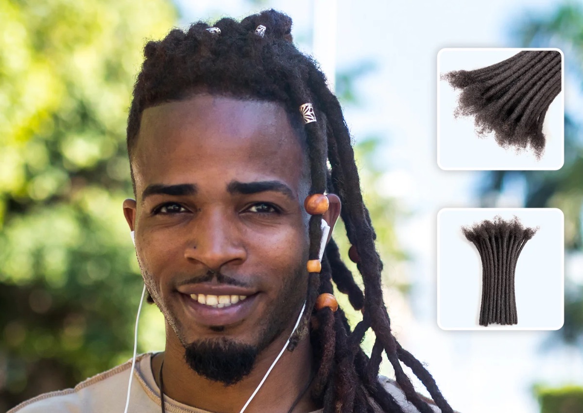 0.8cm 8" Human Hair Loc Extensions Locs Dreads Hair Extensions For Men and Women