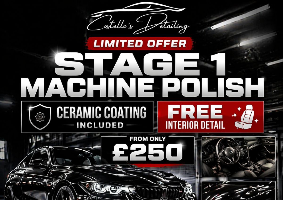 Stage 1 Machine Polish, Ceramic Coating & Free Interior Detail