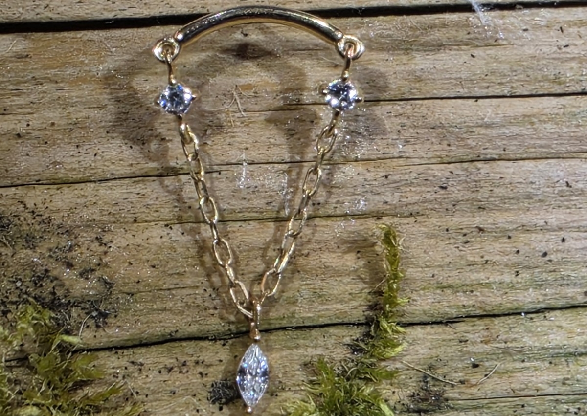 14ct Yellow gold marquis chain 