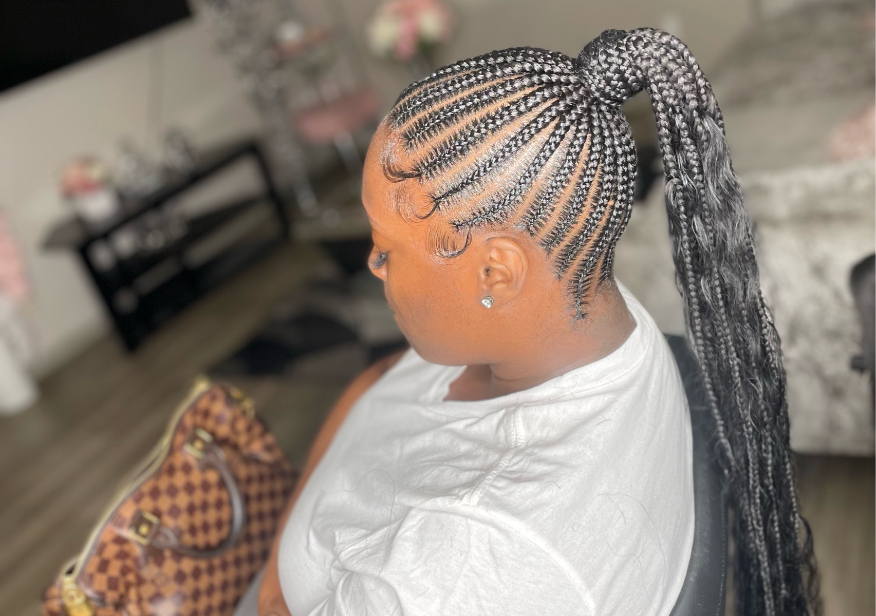 Adult small stitch ponytail W/Boho 