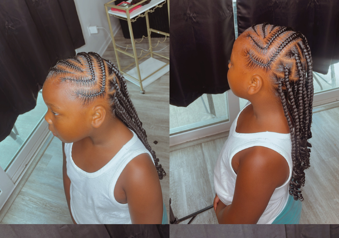 Large Braids w/ Knotless for little girls 5-9yrs old  