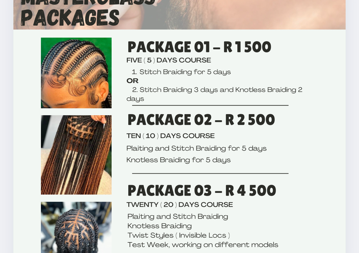Twenty (20) Days Braiding Class