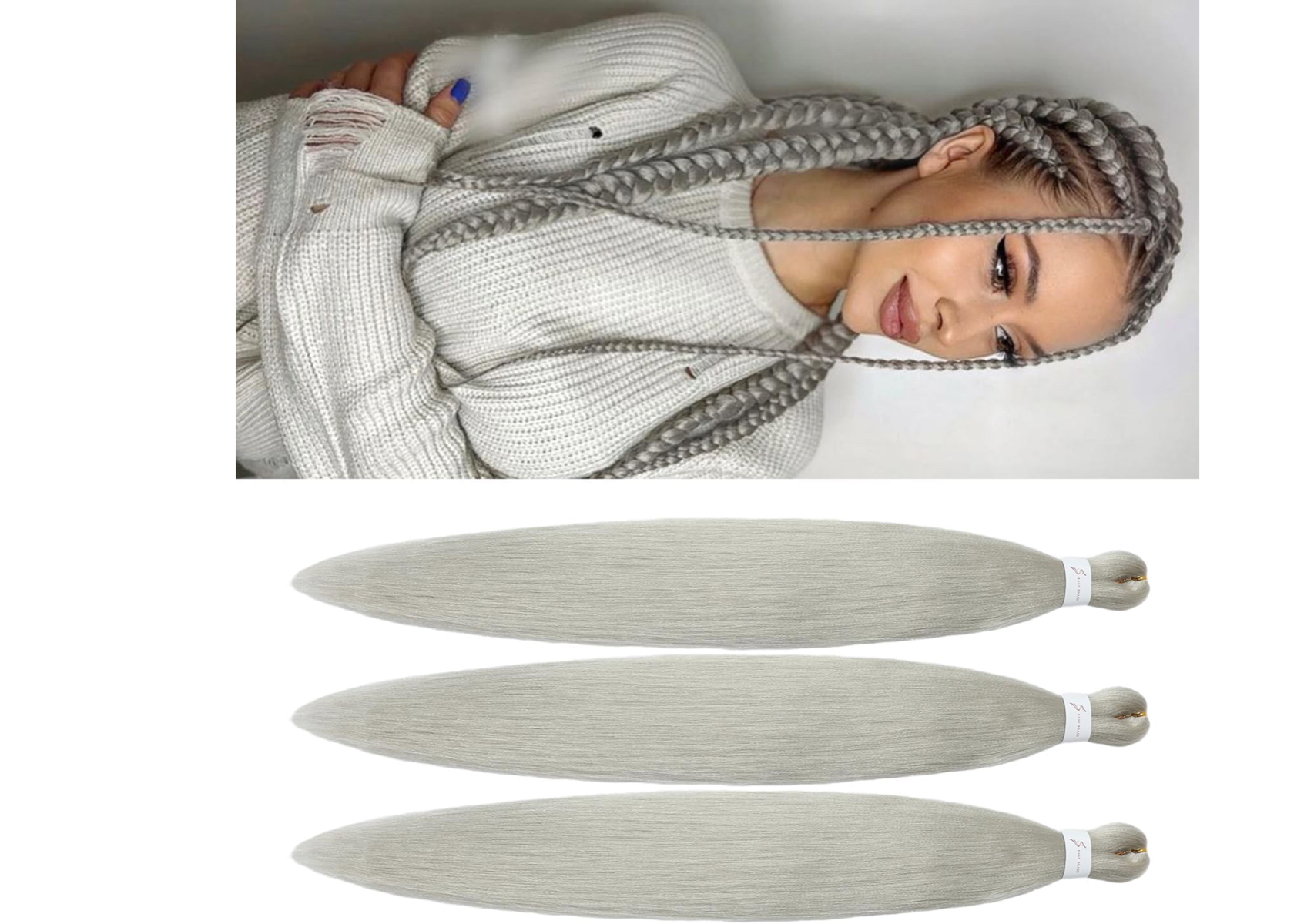 Silver braiding hair 32 inches