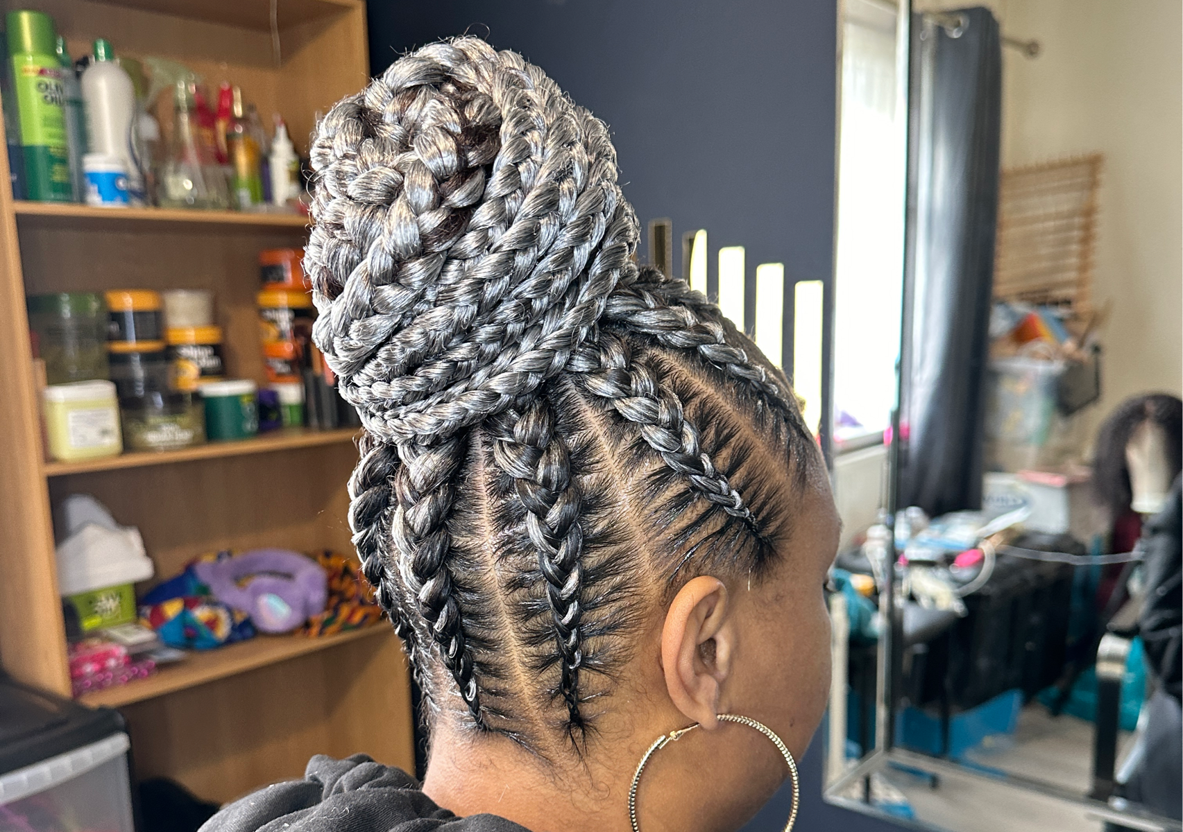 Big cornrow ponytail