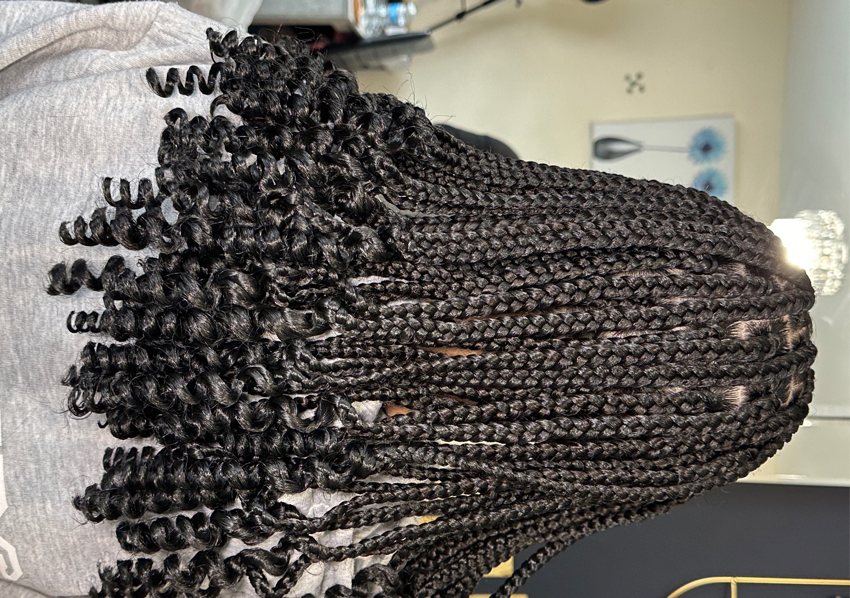 Box Braids with curls 