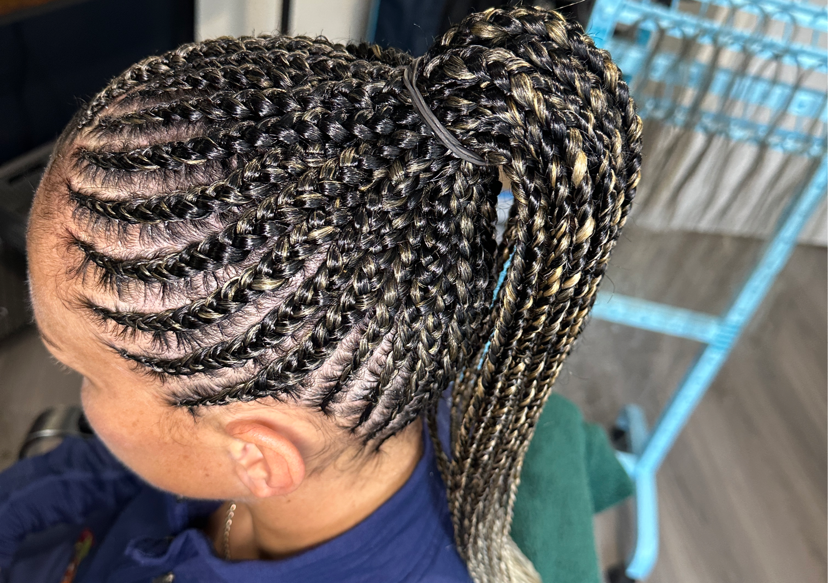 Small cornrow ponytail 