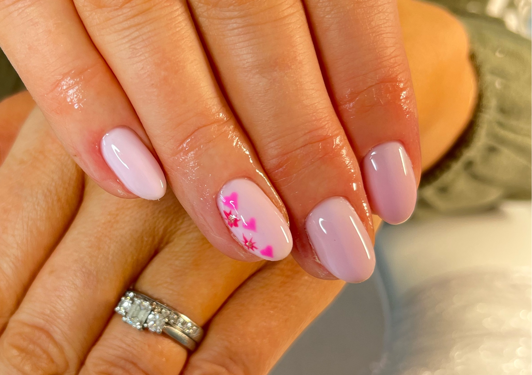 Biab on the natural nail- simple nail art- fresh application. (Type 1 nail art)