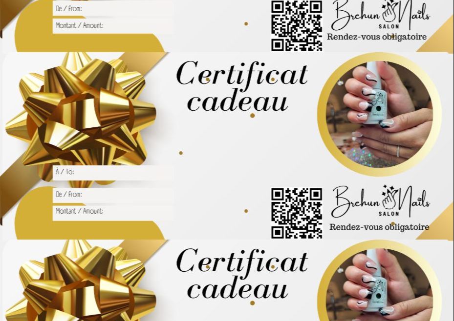 ✨ Certificat Cadeau Brehun Nails 75$ ✨