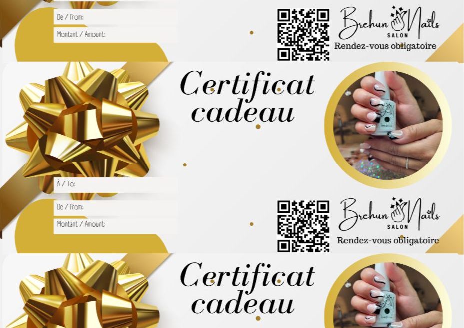 ✨ Certificat Cadeau Brehun Nails 100$ ✨