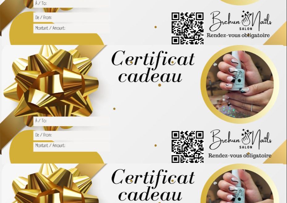 ✨ Certificat Cadeau Brehun Nails 50$ ✨