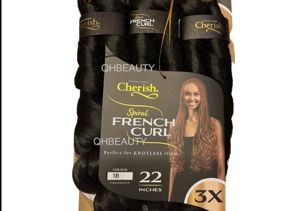 Cherish - Spiral French Curls braiding hair 22 inches (Colour 1B)