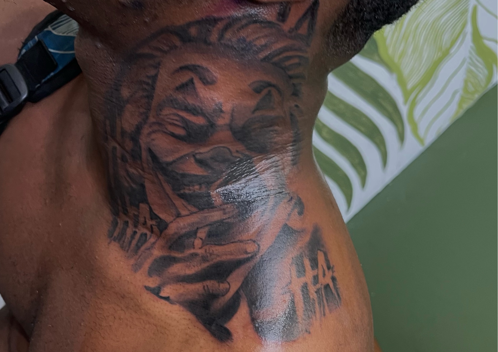 Large neck tattoo