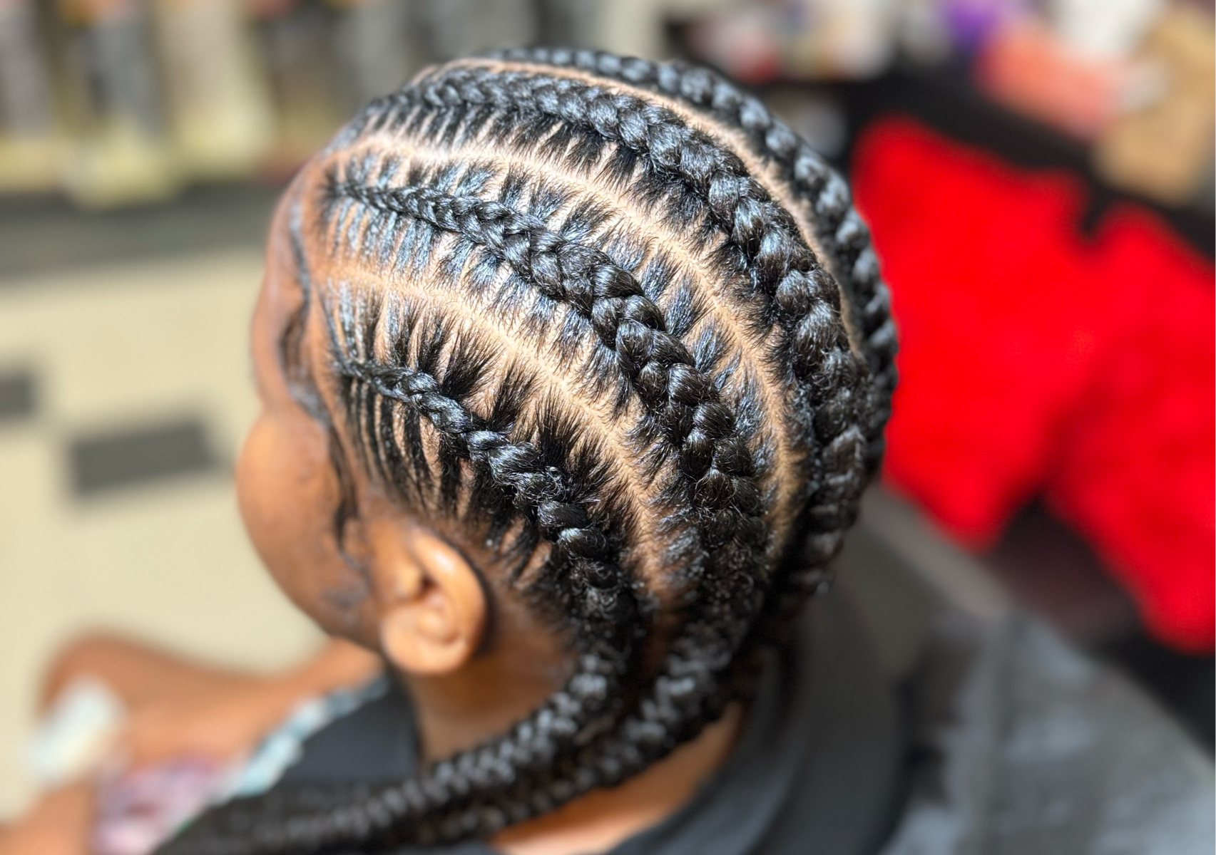 Feed ins straight back - Stitch - 6 -8 braids - Added Hair (Women)