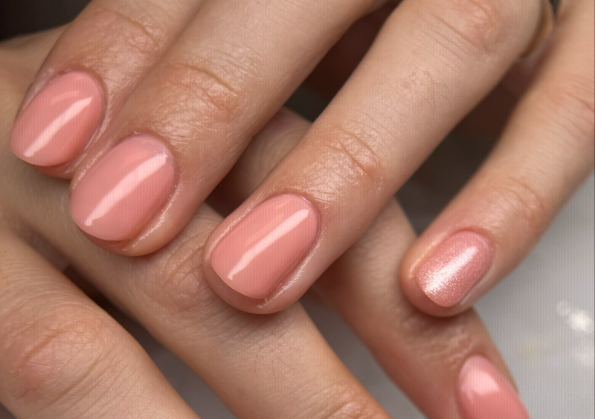 Gel Overlay on short natural nails