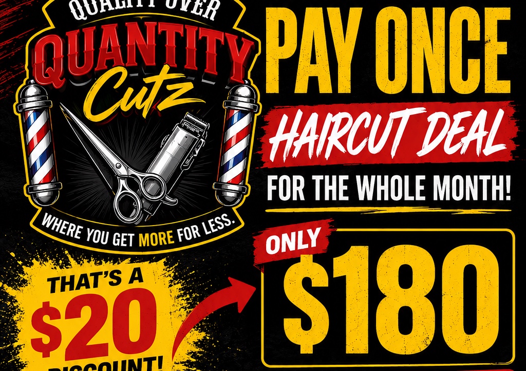 Pay once for The whole month haircut deal