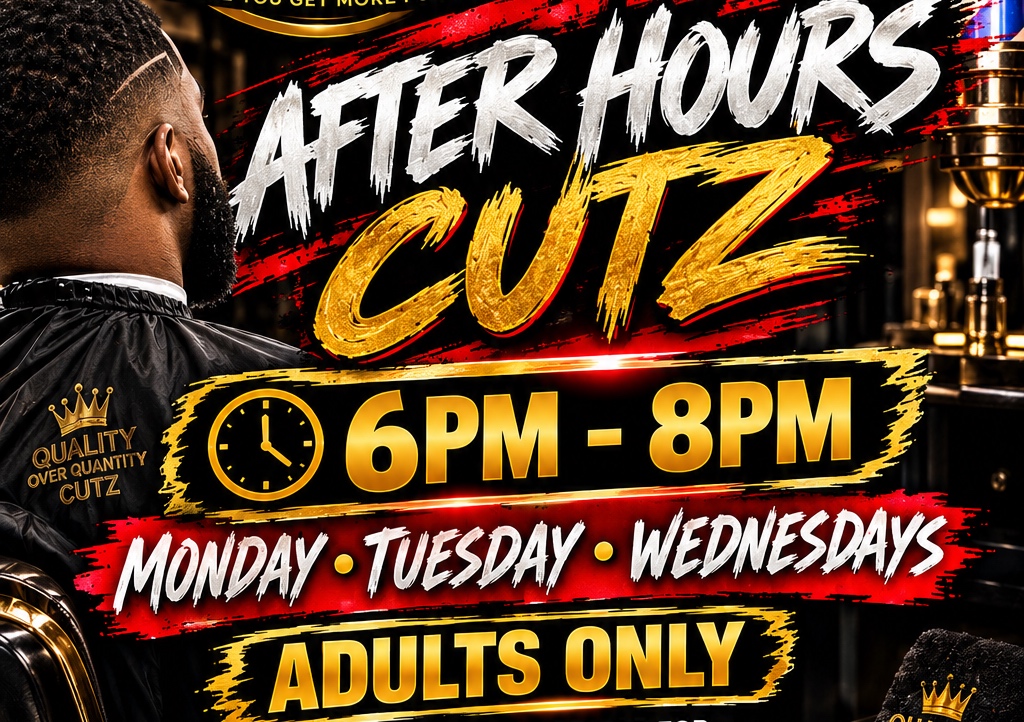 After hours haircuts 6pm-8pm/Mon-tues-wed (1/2)
