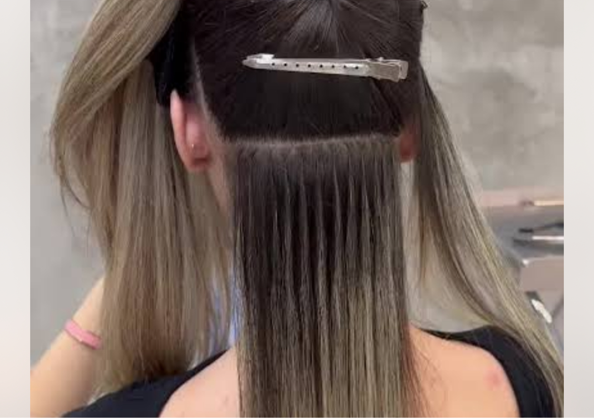 Keratin hair extensions.