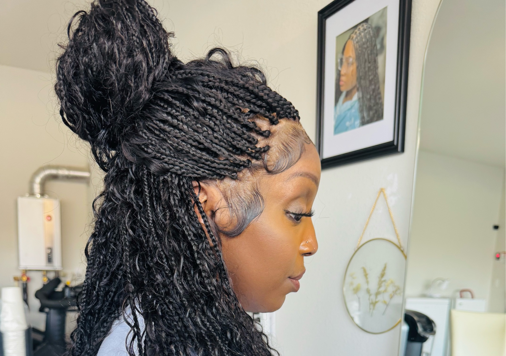 Box braids small medium size boho after midback 