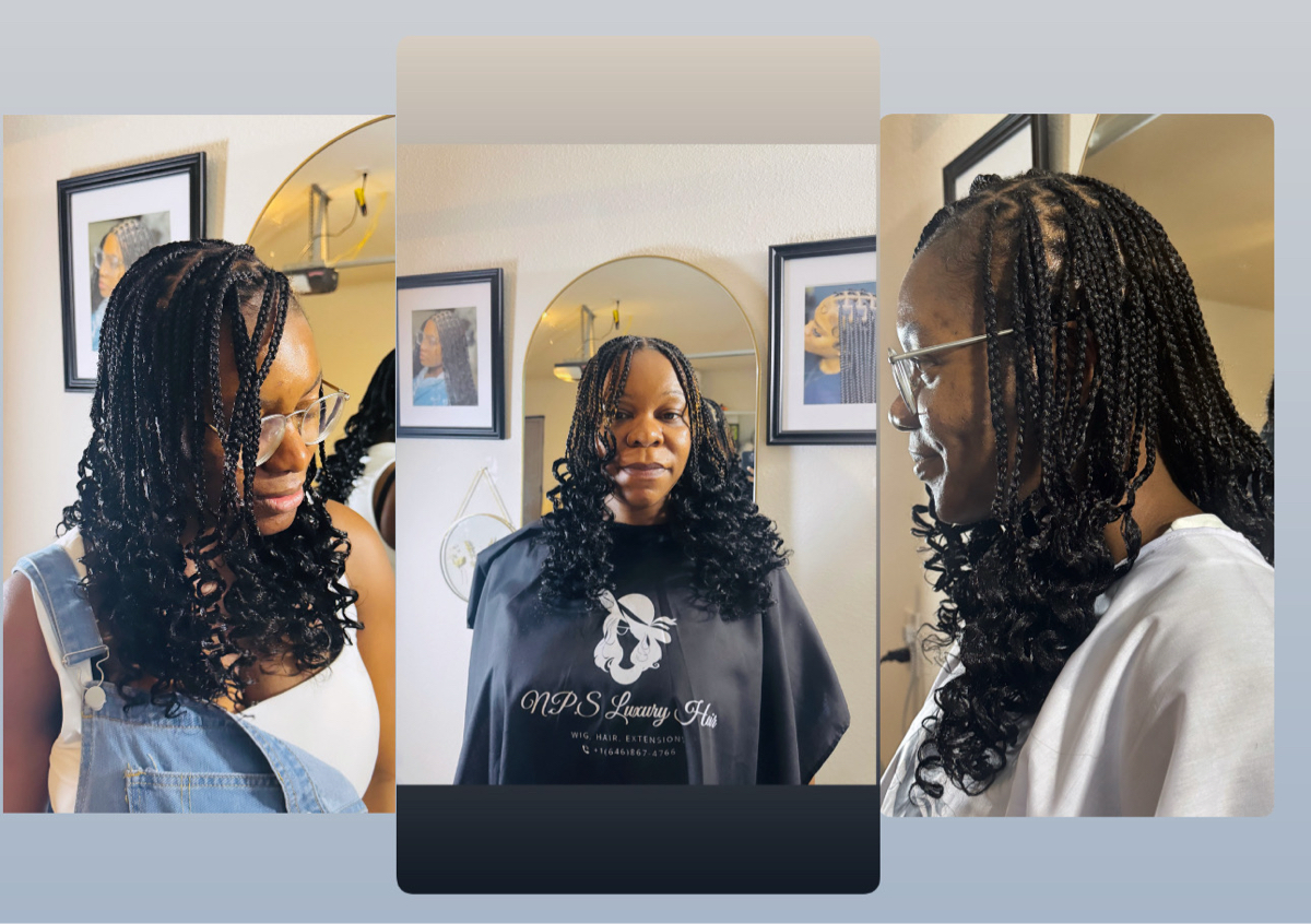  Knotless bob short curly ended 