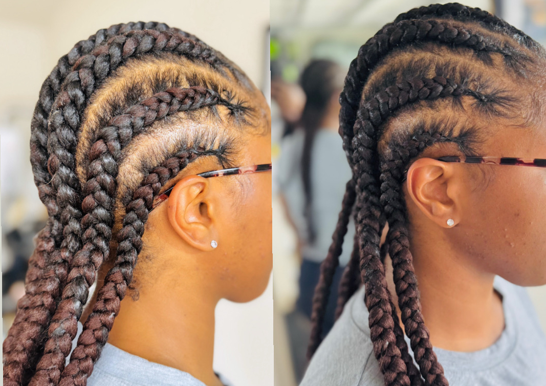 Cornrows with attachment (up to 8 braids) 