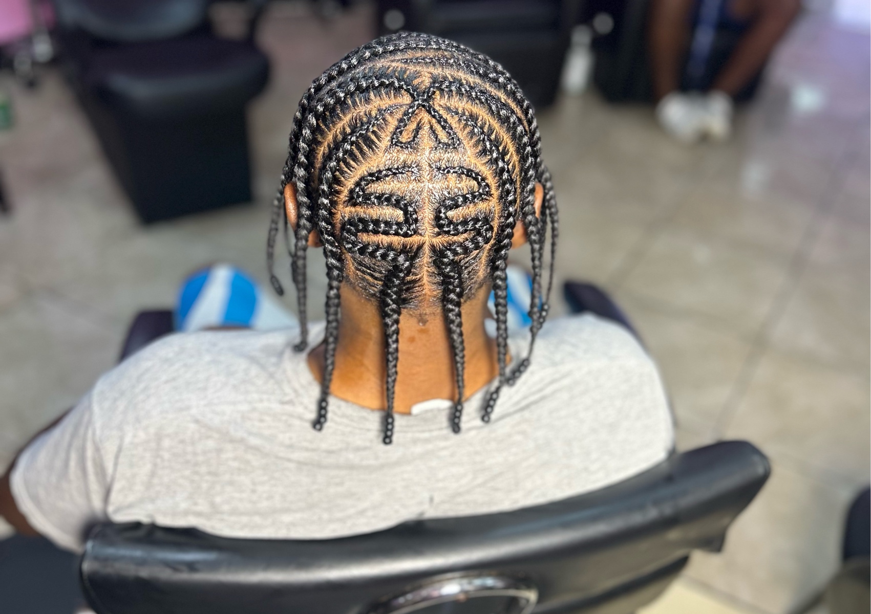 Natural hair braid with design without wash