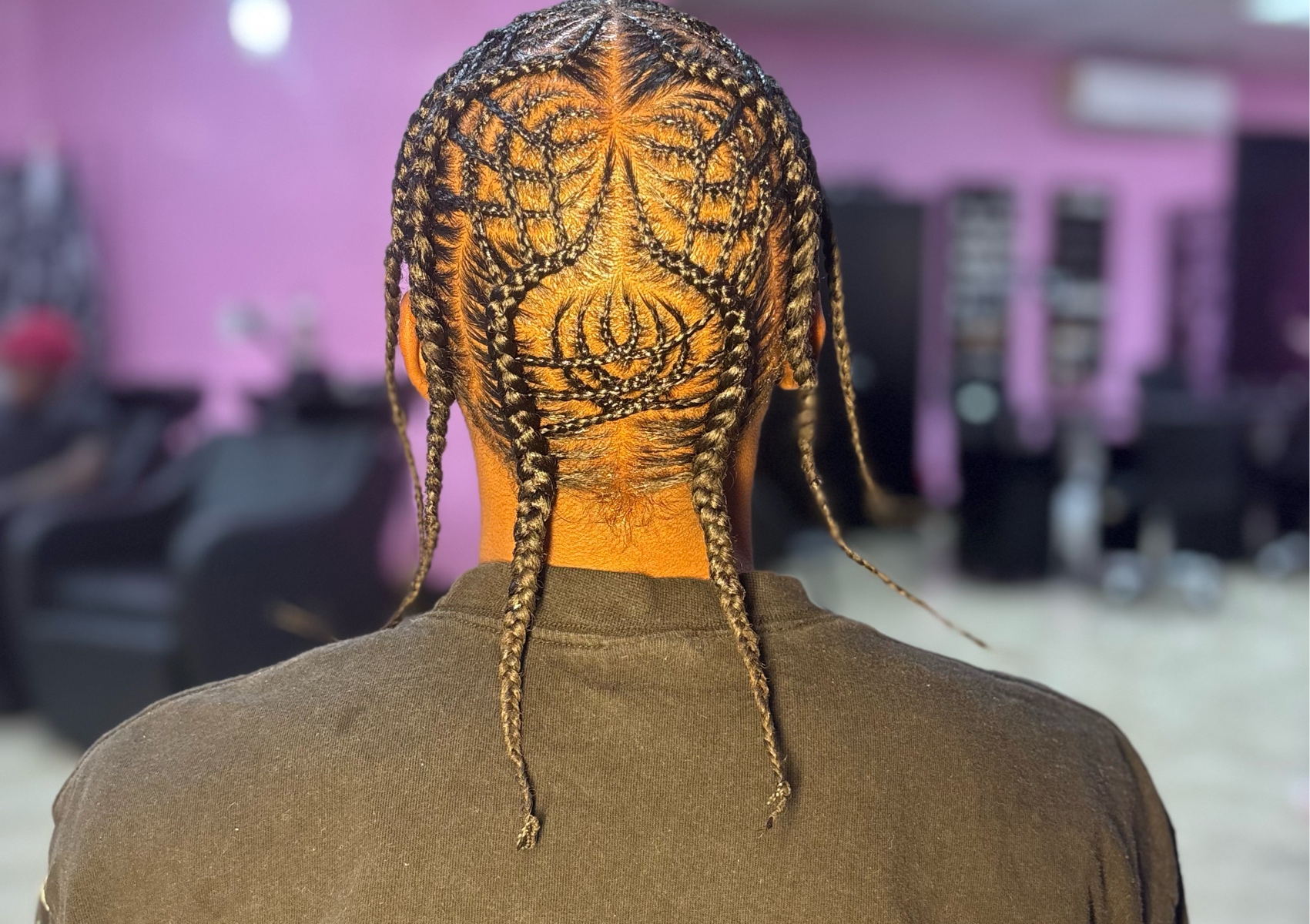 Natural hair Row Back Braids With Design and wash